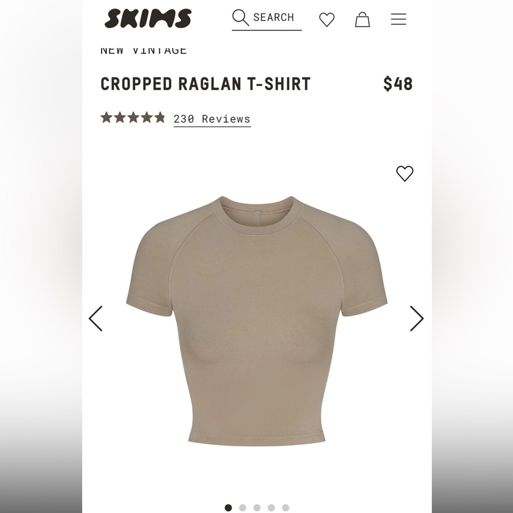 SKIMS cropped Raglan Tee in the color bone currently unavailable online!
